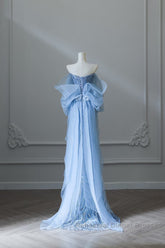 Sexy Mermaid Off The Shoulder Blue Sequin Long Semi Formal Prom Dresses Evening Gowns